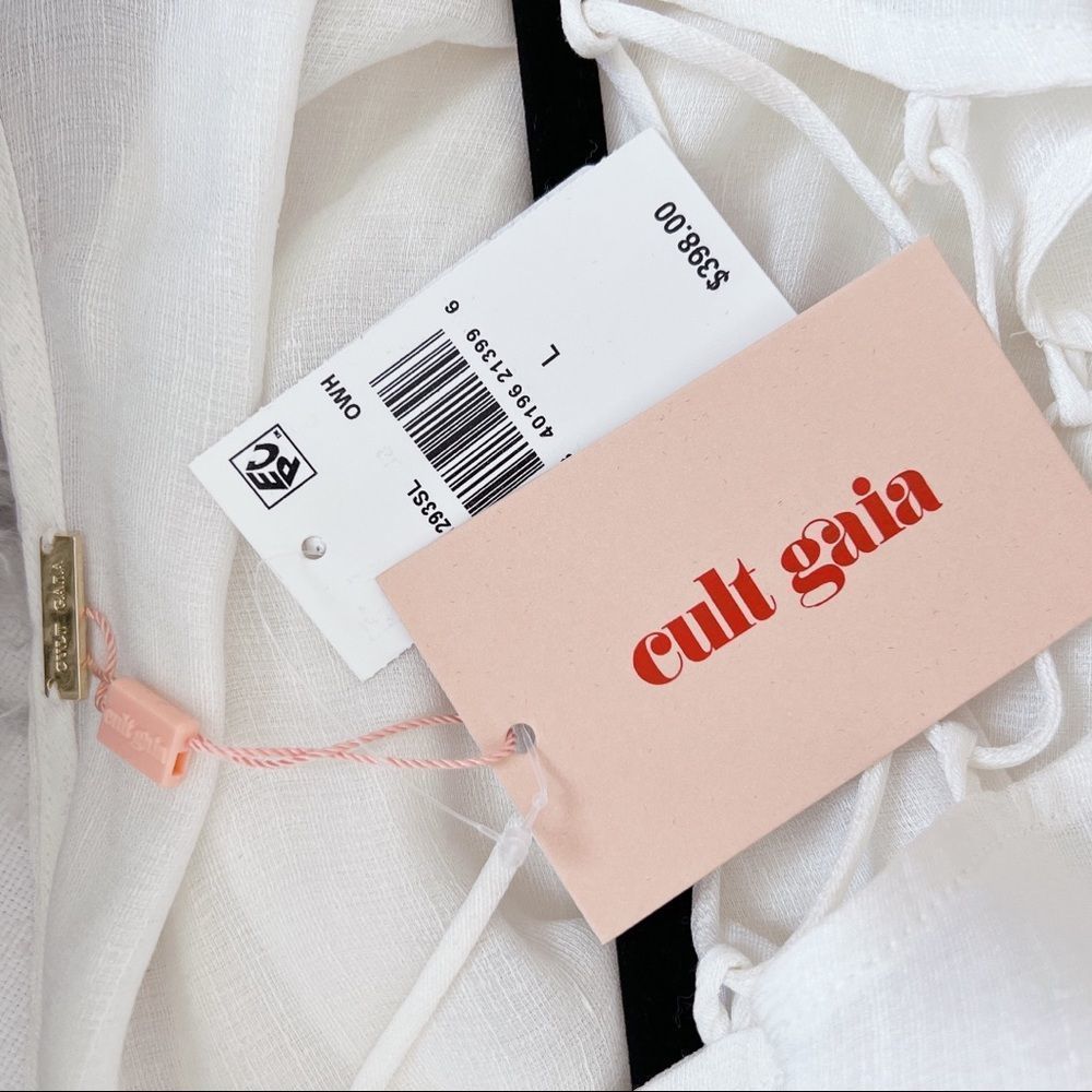 NWT Cult Gaia Womens Naomi Ivory Lace Up Sheer Swim Top Cover-Up L - Picture 6 of 10